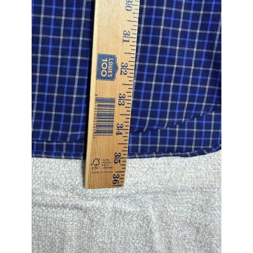 Ralph Lauren Golf Men 2XL Blue Windowpane Plaid Long Sleeve Atheisure Shirt